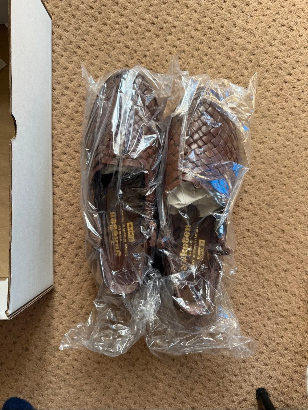 Supreme x Yuketen Brown Woven Leather Slip-On Loafers Men’s 9.5